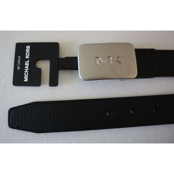 Michael Kors 86S3SBLY7U Men's Sz 36 Black 31MM Fast MK Plaque Belt - Picture 5 of 5